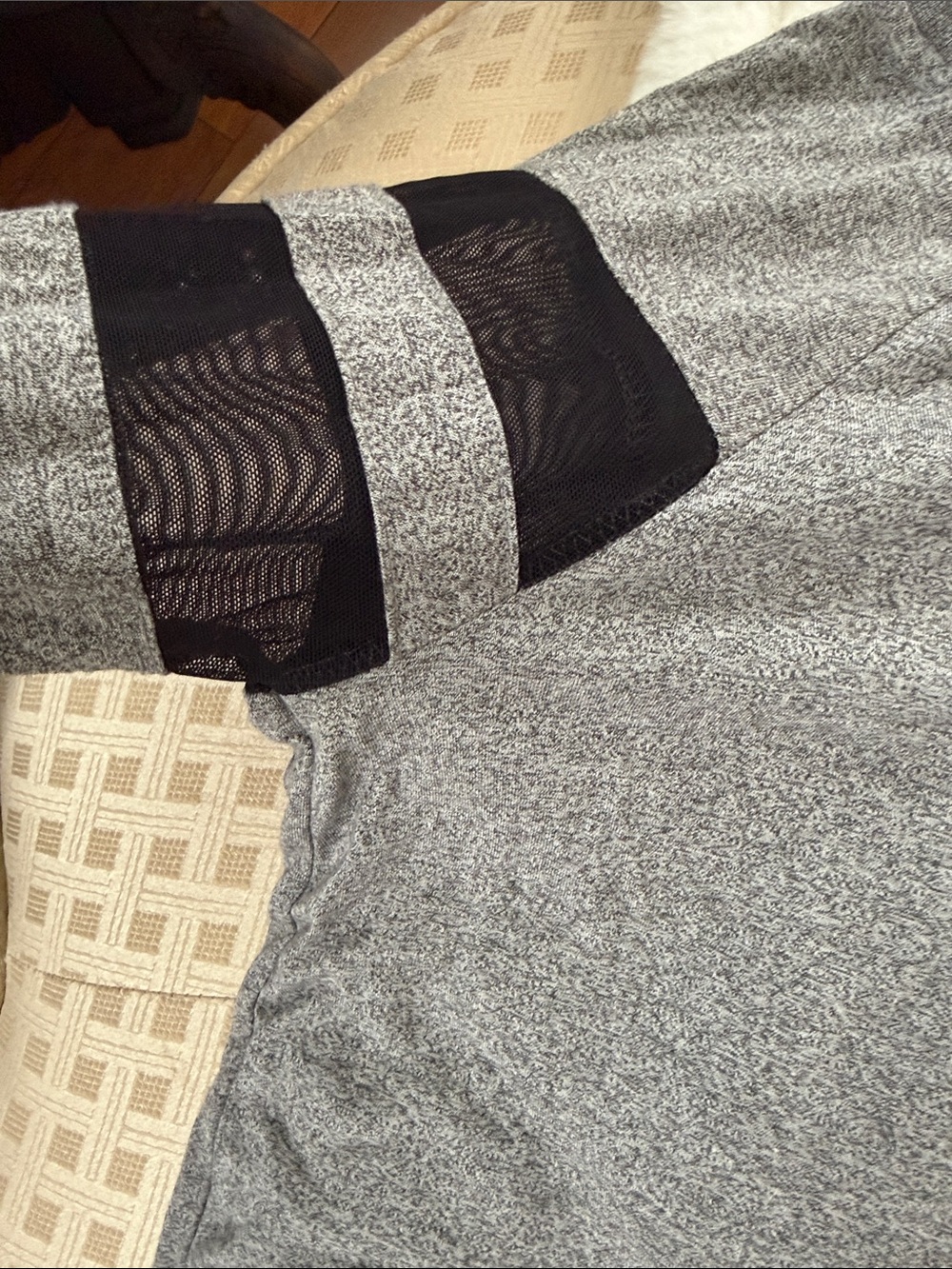 Women's H&M DIVIDED Gray Long Sleeve Top with Black Sheer Stripes - Picture 3 of 3